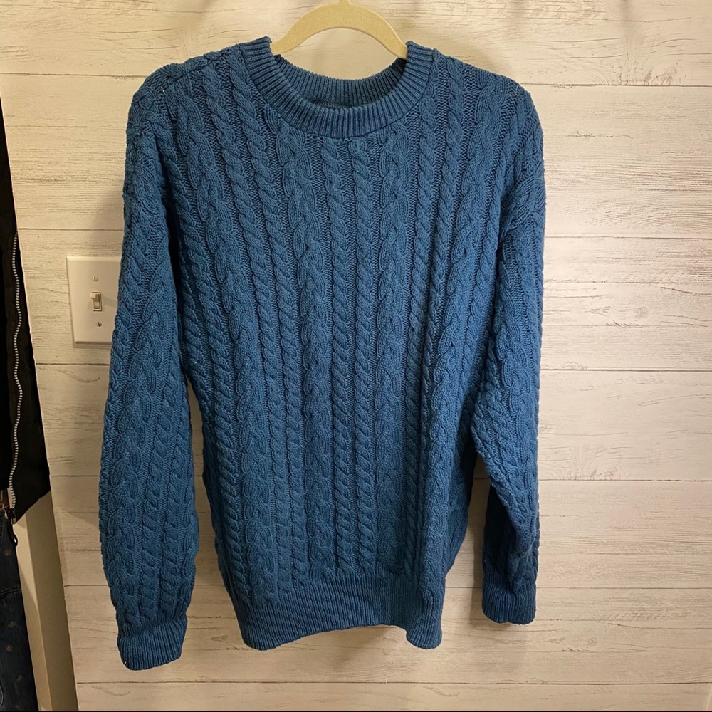 100% cotton medium deep sky blue sweater top